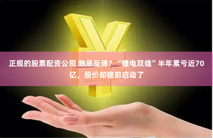 正规的股票配资公司 触底反弹？“锂电双雄”半年累亏近70亿，股价却提前启动了
